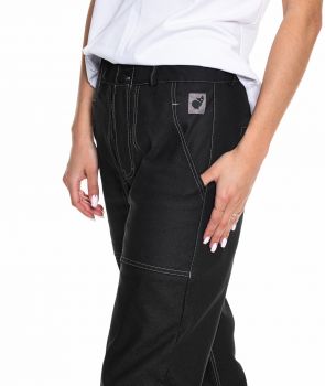 luźne spodnie z kontrastowym przeszyciem WORKER grafitowo-czarny