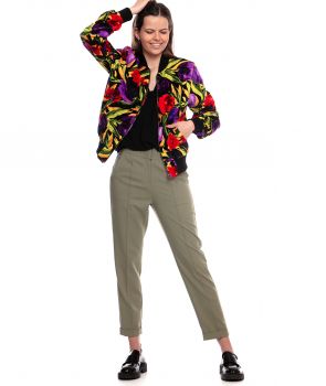 spodnie z pionowym szwem CHILL wiskoza khaki