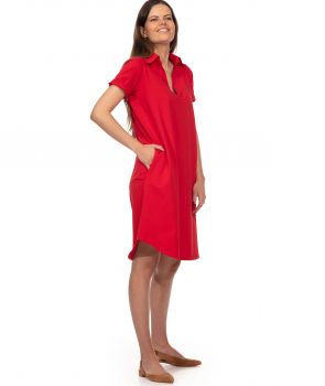 bawełniana sukienka polo AMICA czerwony