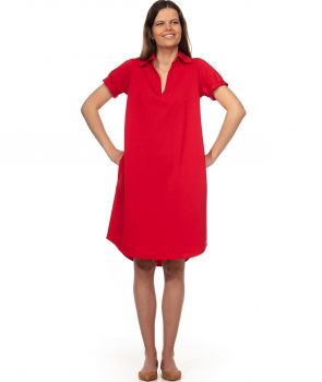 czerwona bawełniana sukienka polo AMICA 