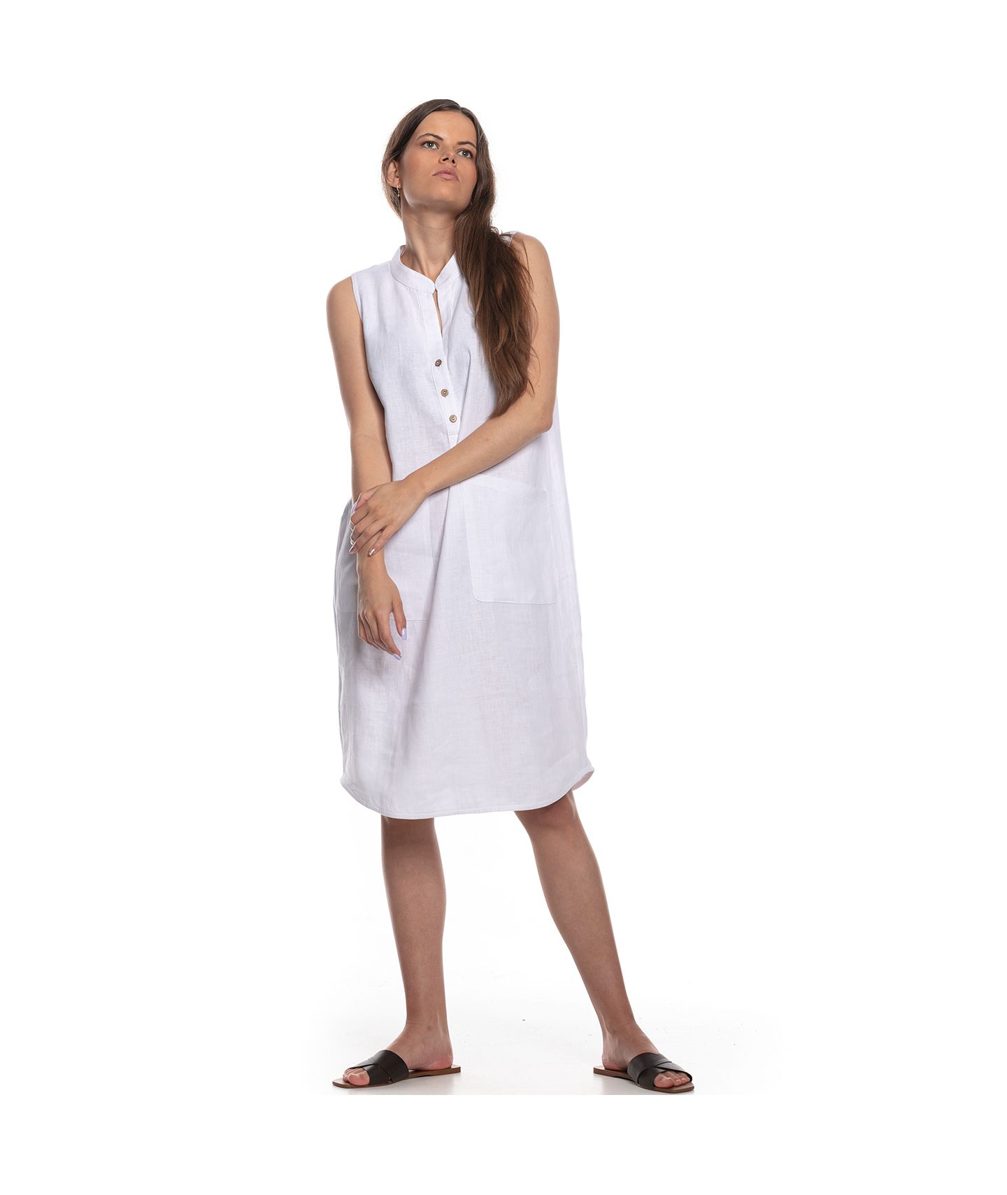 luźna sukienka z lnu KORA biały