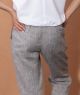 spodnie z tkaniny 100% len VIENA jasny szary melanż