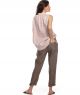 spodnie z tkaniny 100% len VIENA beżowo-brązowy melanż