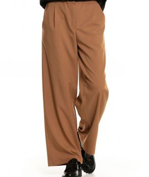 tkaninowe spodnie z szerokimi nogawkami BARD camel