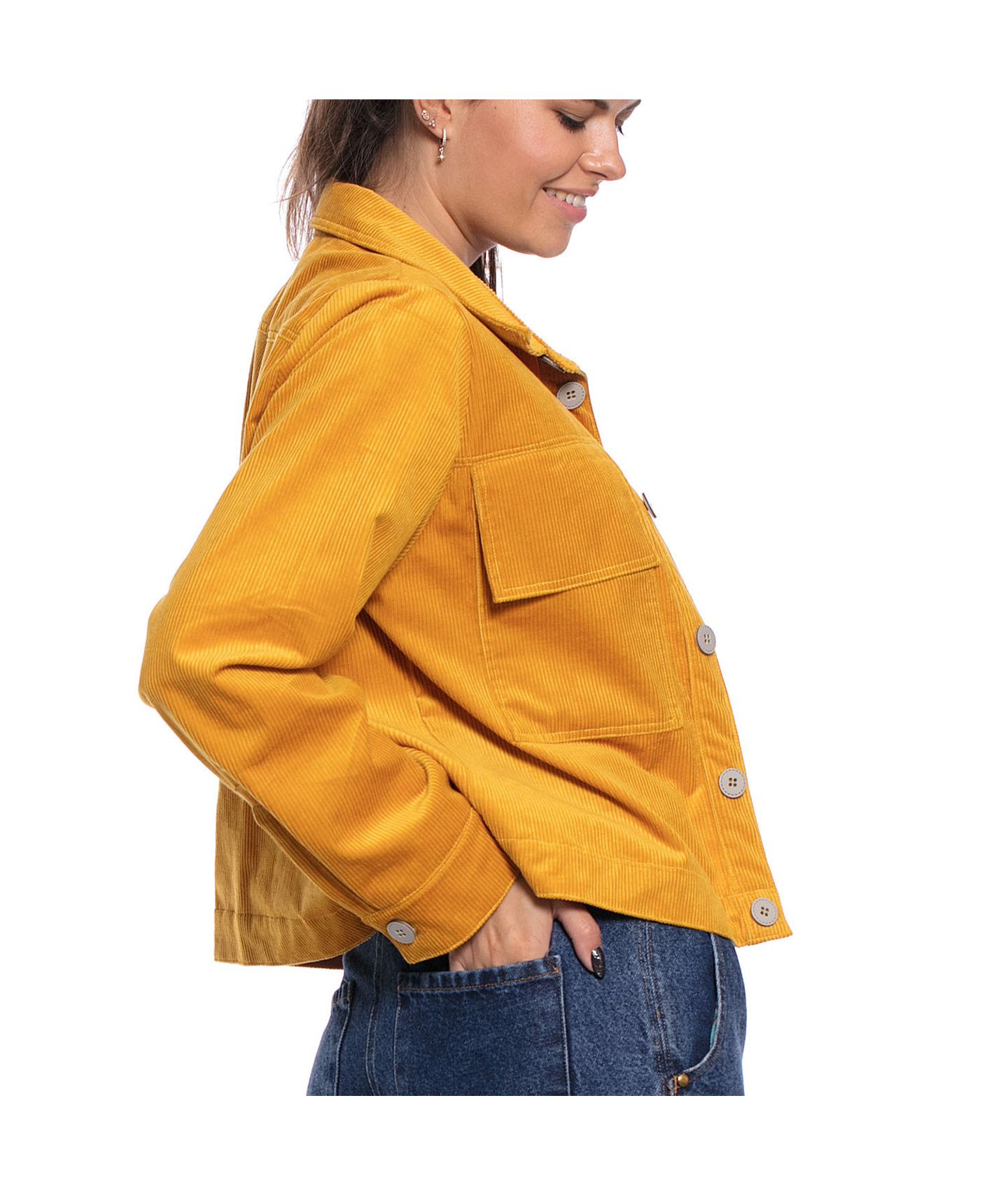 kurtka sztruksowa z kieszeniami FAMMA żółty