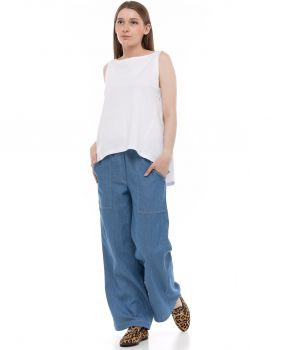 spodnie z szerokimi nogawkami EVER jeans niebieski