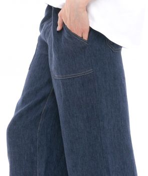 spodnie z tkaniny bawełnianej imitującej jeans GRAND granatowy
