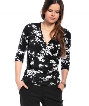  bluzka GIANNA flowers black BLOUSE